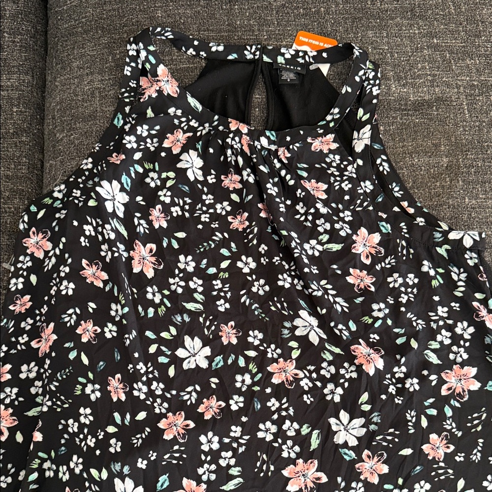 Sleeveless Torrid Black Floral Halter Top - Pink & White Blossom